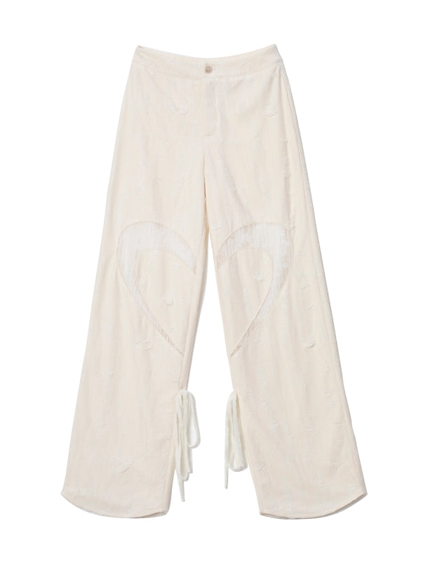 Nichi Heart Natural Lace Wide-pants