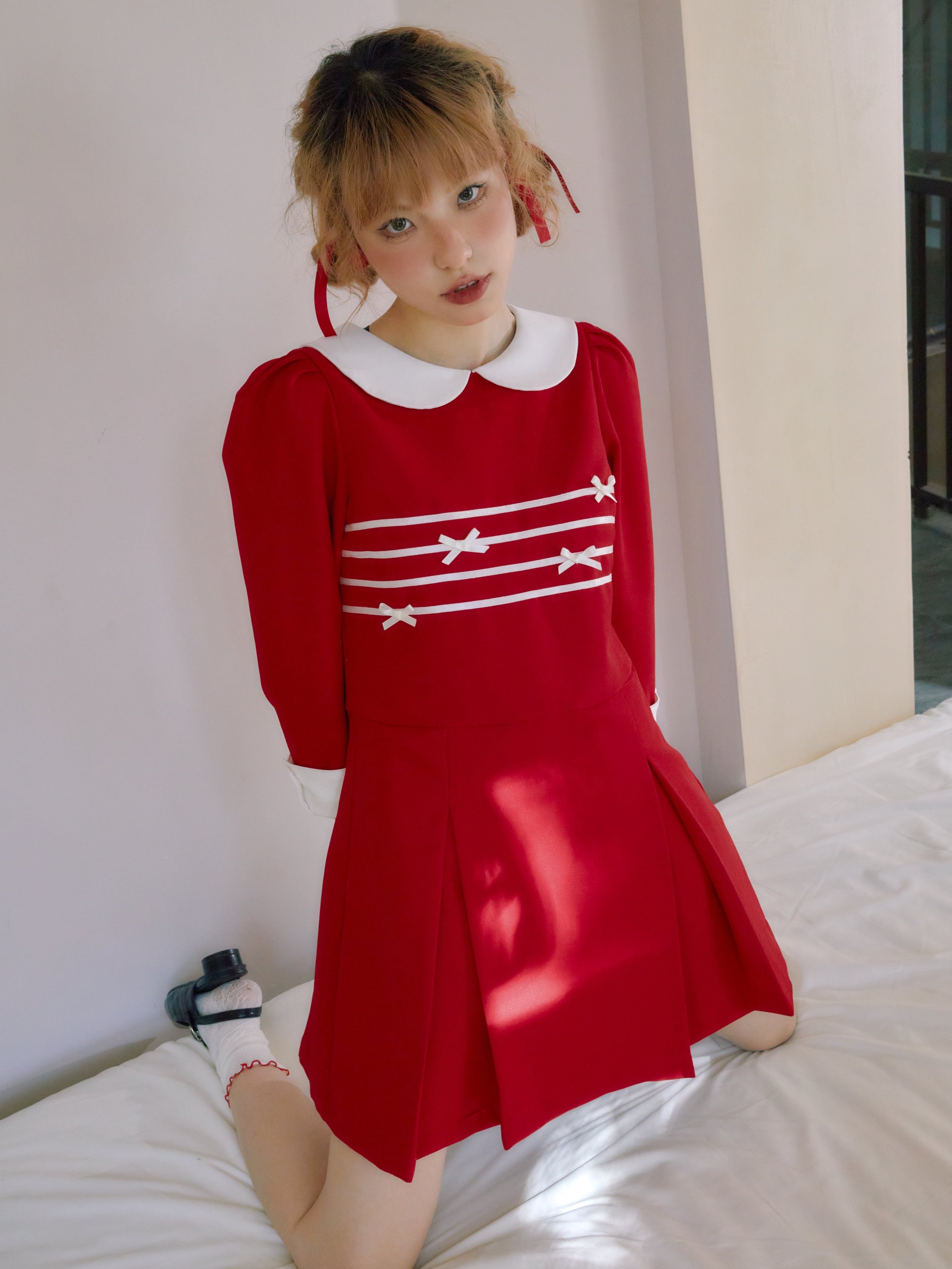 Doll Collar Velvet A-line Dress