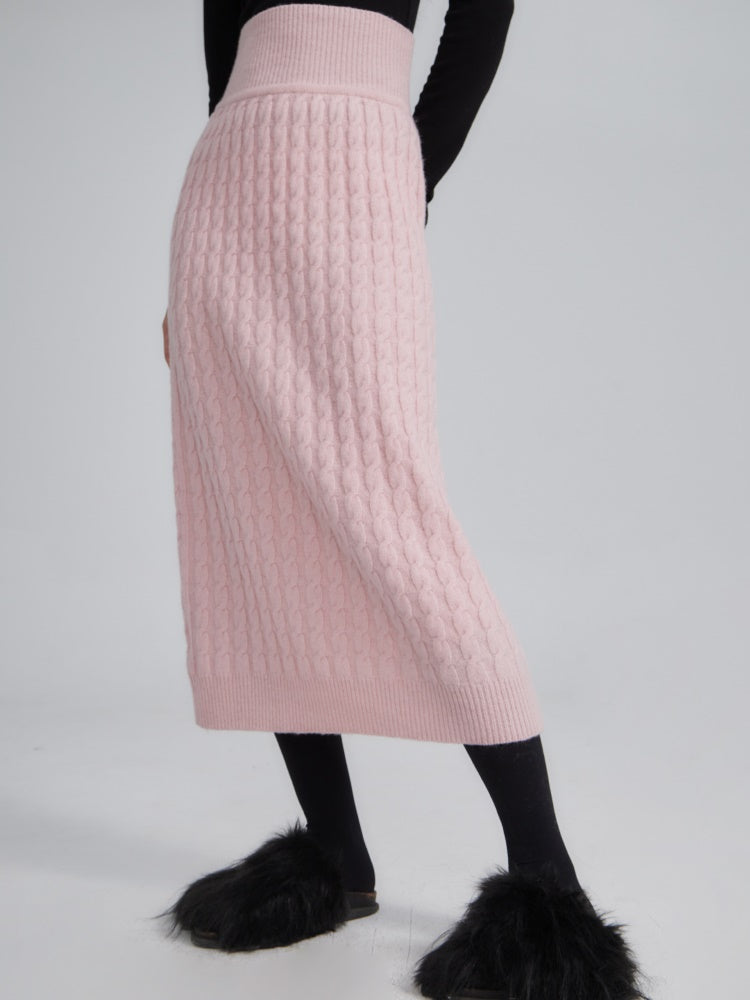 Wool High Waist Knitted Skirt