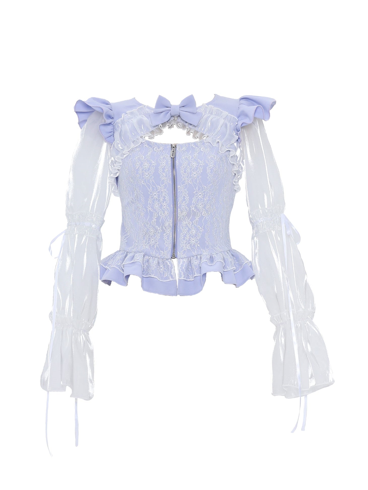 BOW ROMANTIC STITCHING LACE TOP