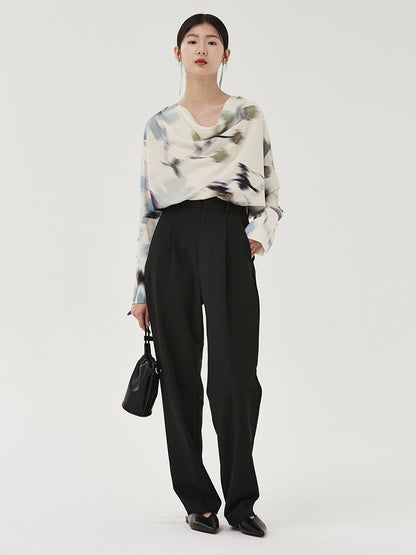 Floral Print Cowl Shirt