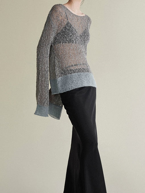 Belly Yarn Stitching Mohair Loose Sweater