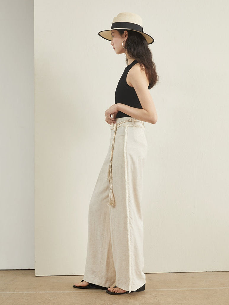 Tassel Loose High Waist Wide Leg Pants