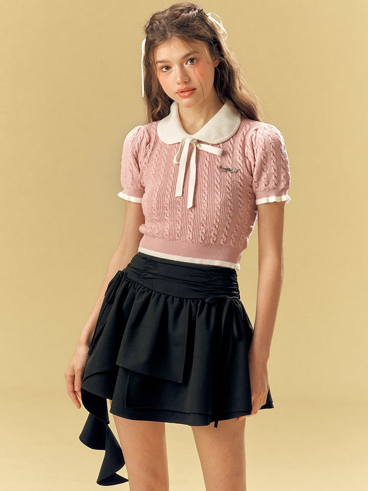 Cable Knitting Doll Collar Top