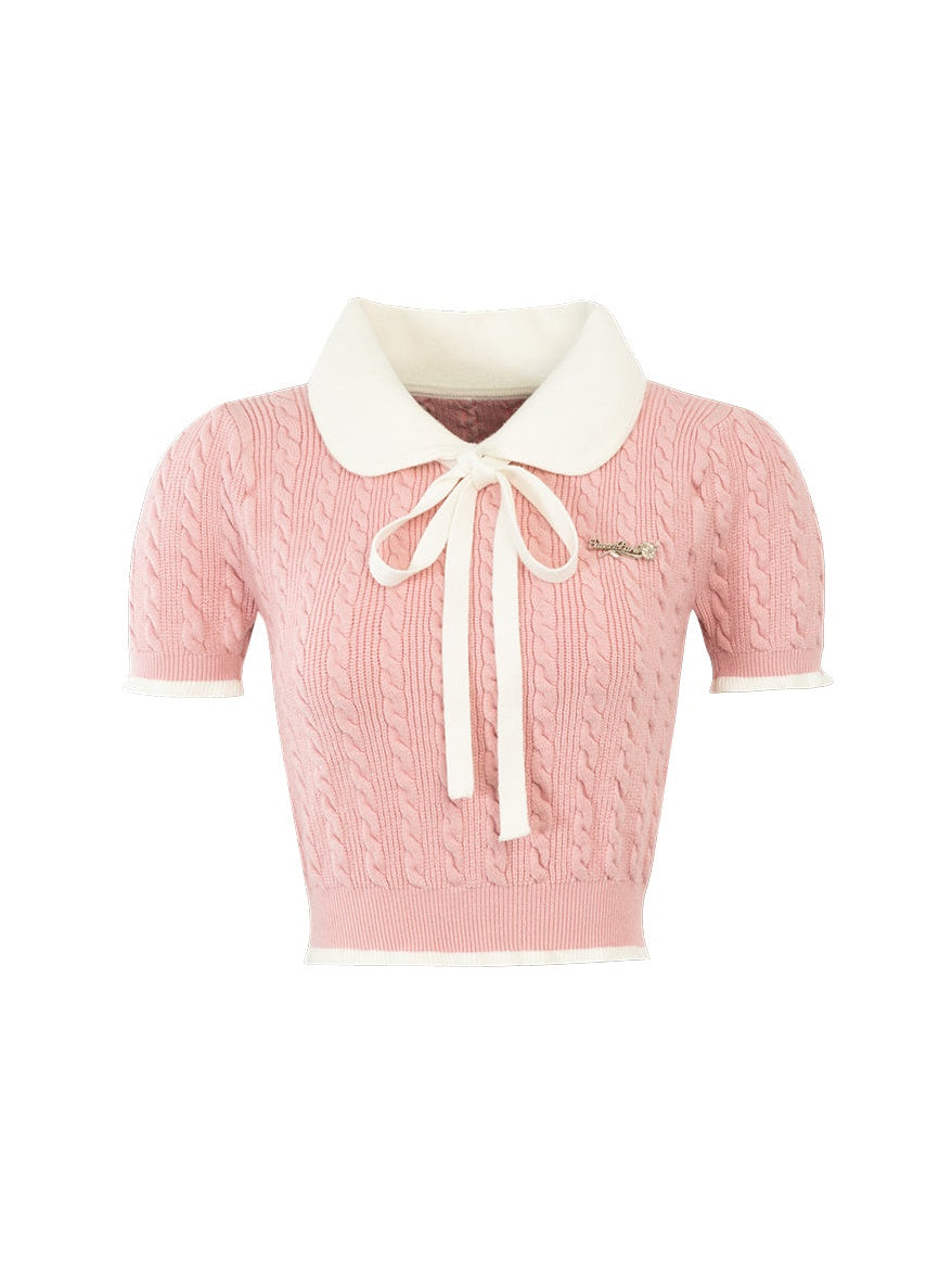 Cable Knitting Doll Collar Top