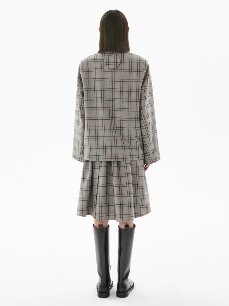 Plaid Pleated Elastic Skirt