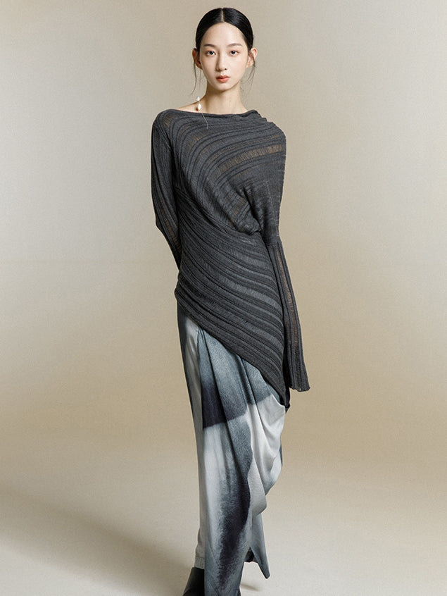 Off-the-shoulder diagonal-neter