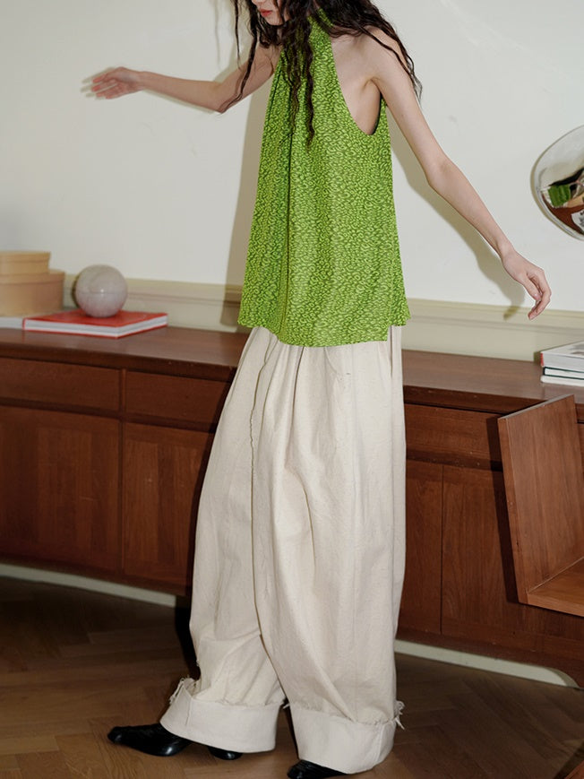 Double Waist Wide-Leg Casual Pants