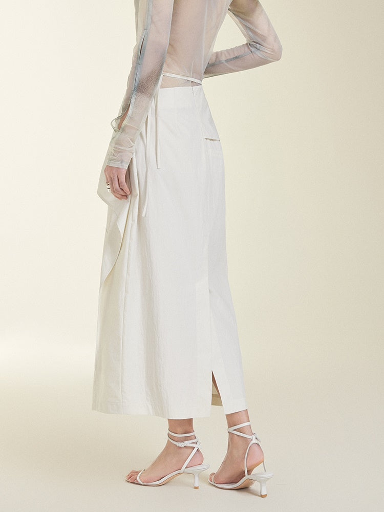 Oblique Waist Loose-Leaf Cocoon Skirt