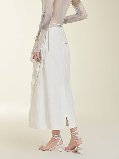 Oblique Waist Loose-leaf Cocoon Skirt