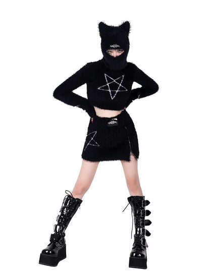 Pentagram Slim Short Knitted &amp; Skirt