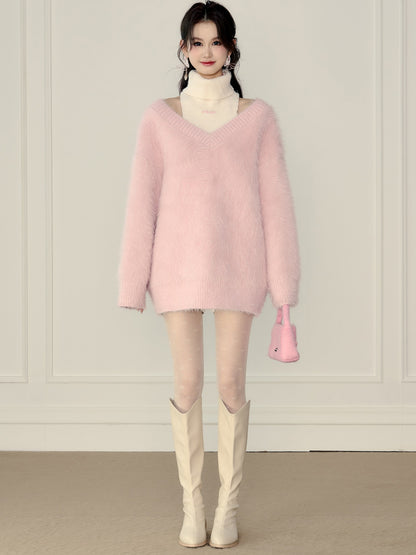 FAKE TWO-PIECE TURTLENECK SWEATER