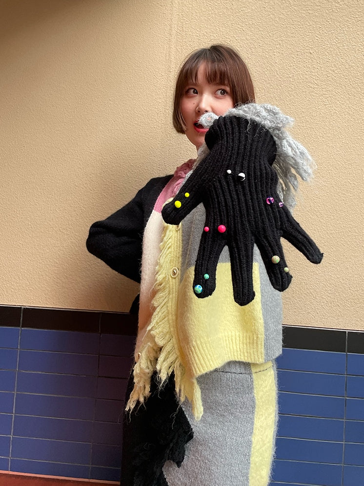 Colorful Beads Knitted Hat &amp; Gloves