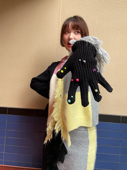 Colorful Beads Knitted Hat &amp; Gloves