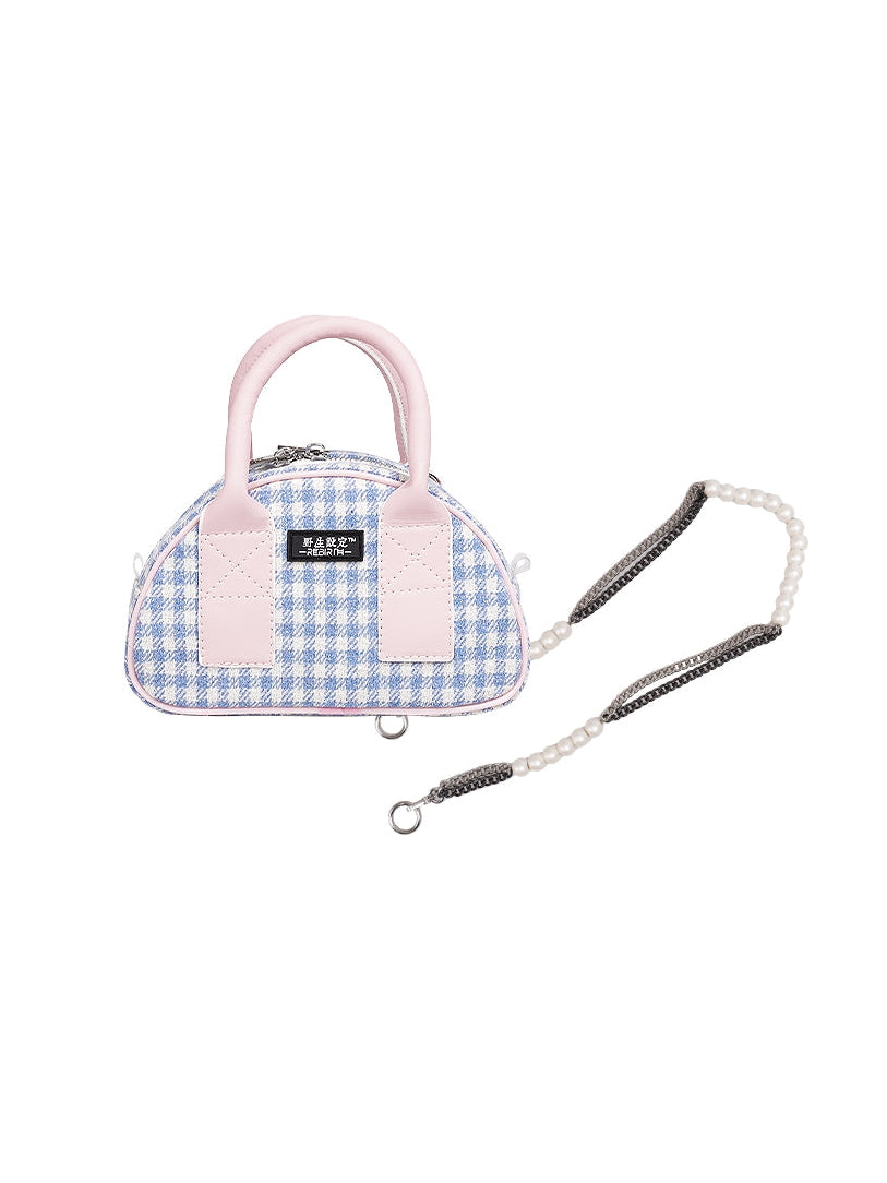 Plaid Contrast Color Mini Bag