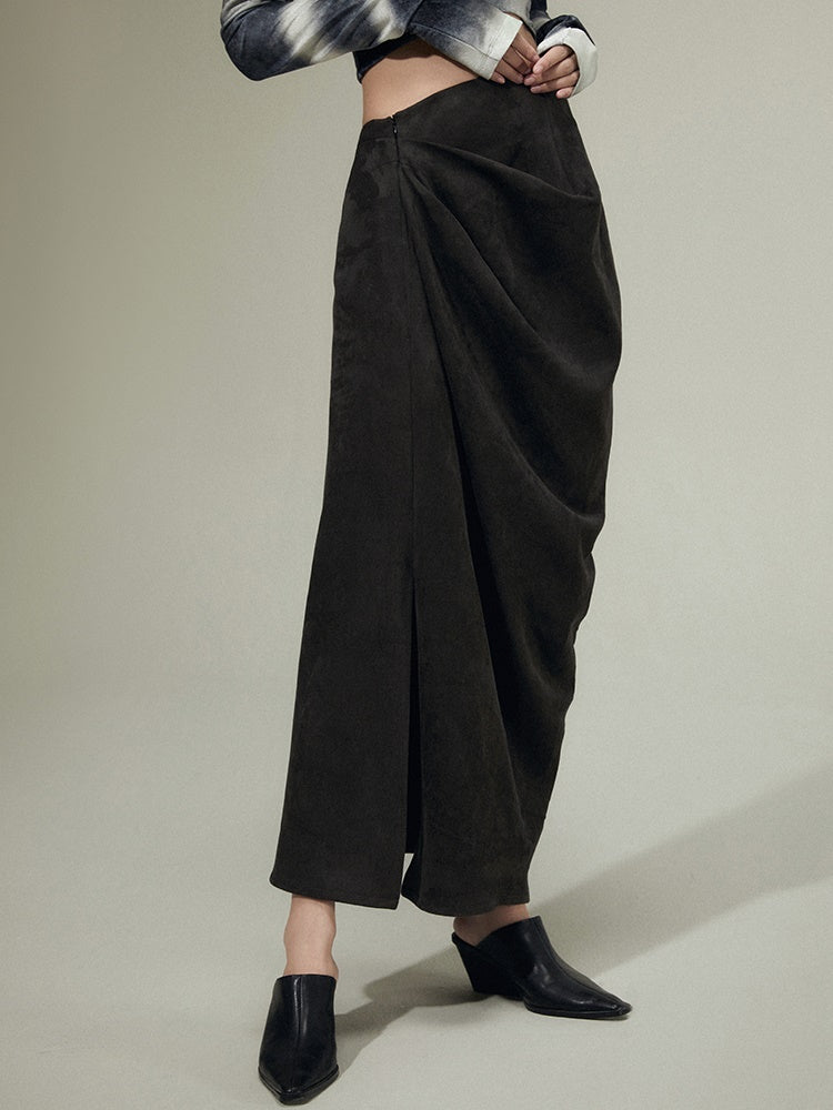 Asymmetry Slit Drape Skirt