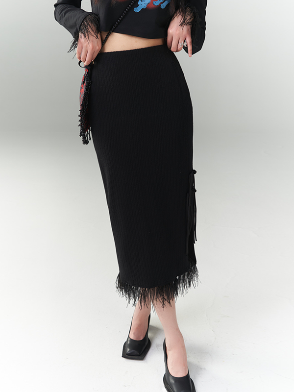 Chinese-style Buckle Slim Long Skirt