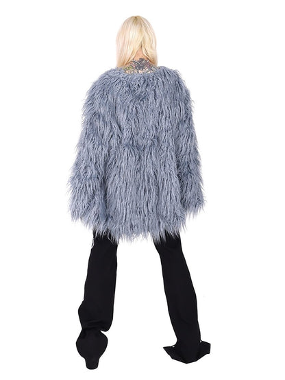 Lace Lapel Fur Coat