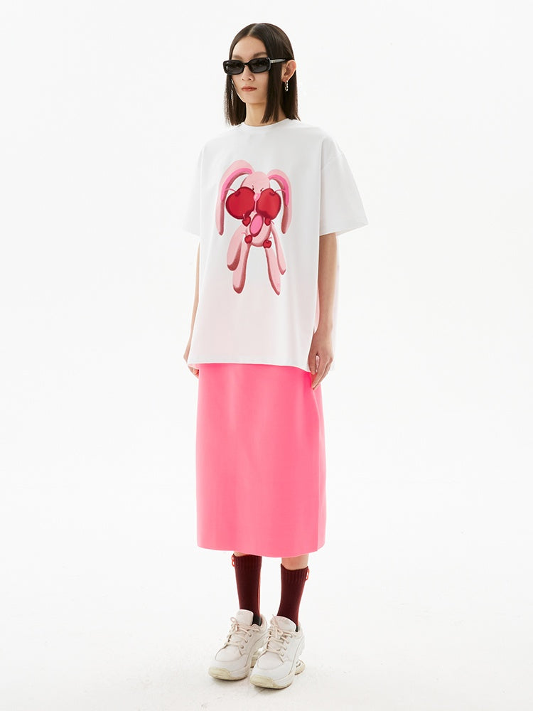 T-shirt de lapin à pomme rose girly