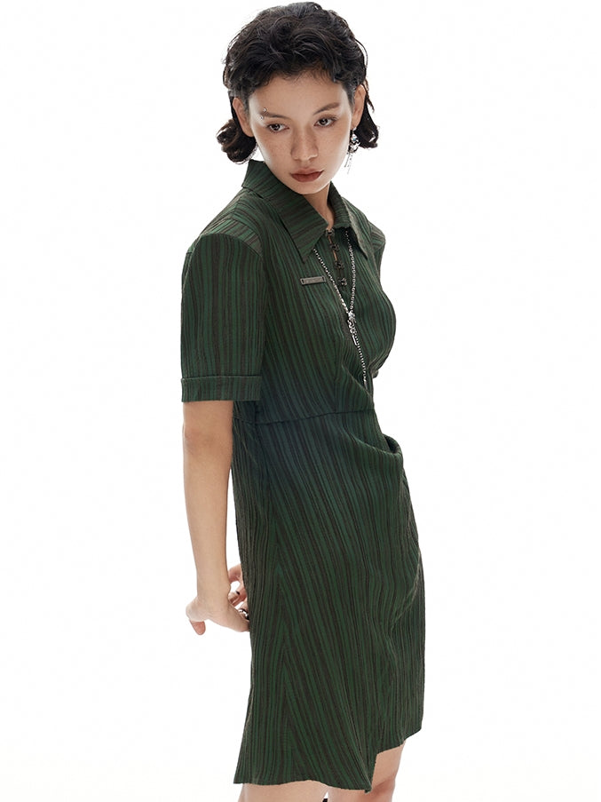 New CHINESE STYLE STRIPED WAIST Dress