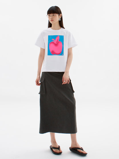 Gradient Summer Apple Print T-Shirt