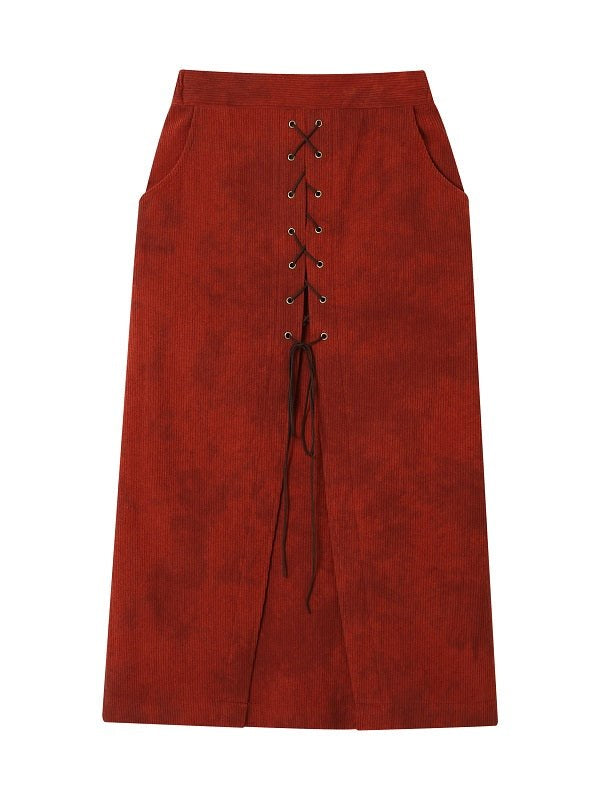 Laceup Corduroy Skirt