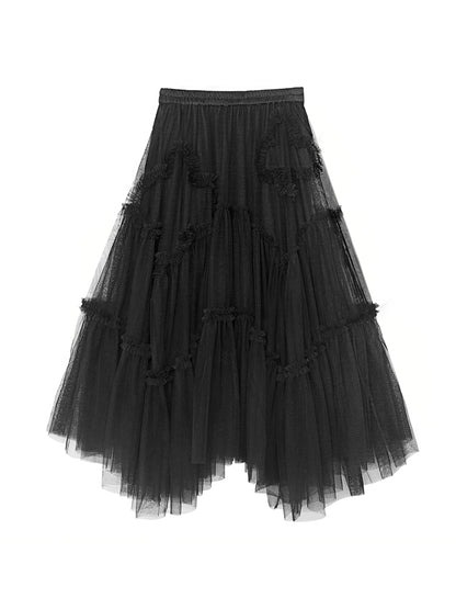 Tulle IRREGULAR HEM TIERED SKIRT