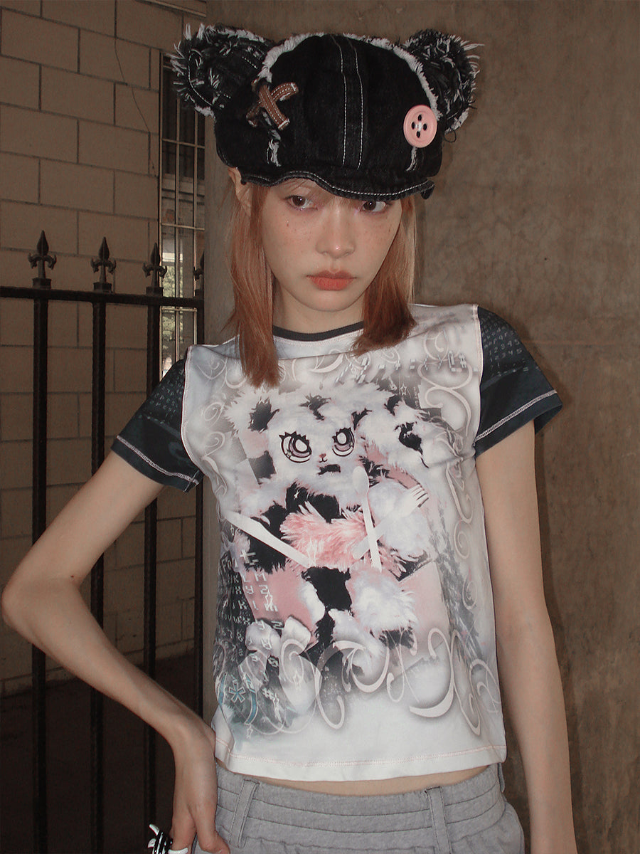 Bunny Print Short Sleeve T-Shirt