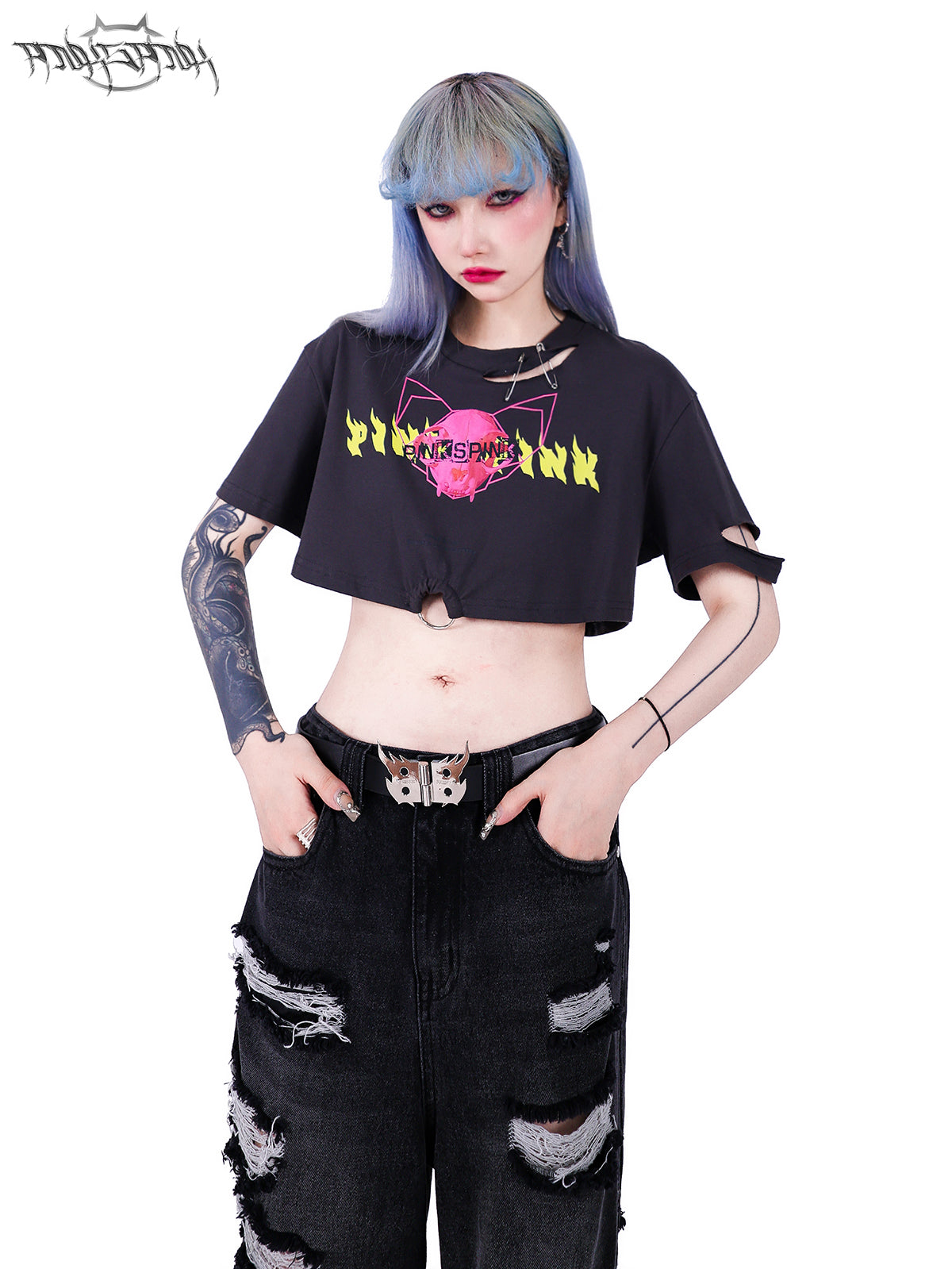 T-shirt Ring Ring Loose Nichi Cropped