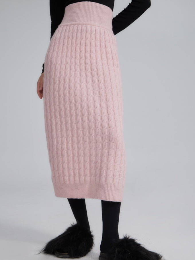 Wool High Waist Knitted Skirt