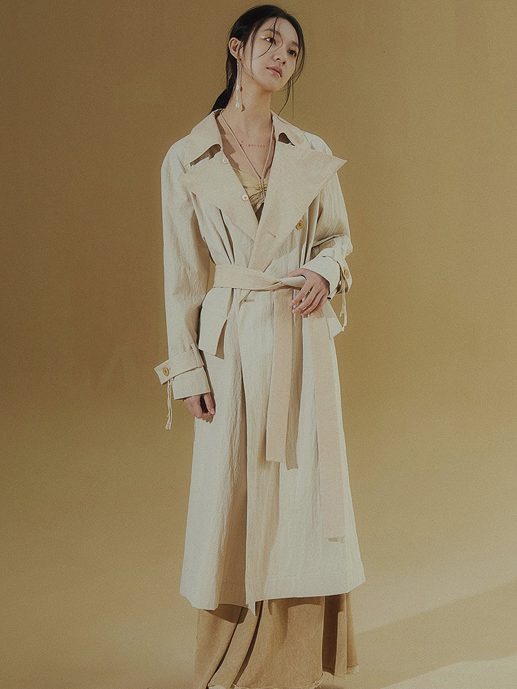 Patchwork Long Trench Coat