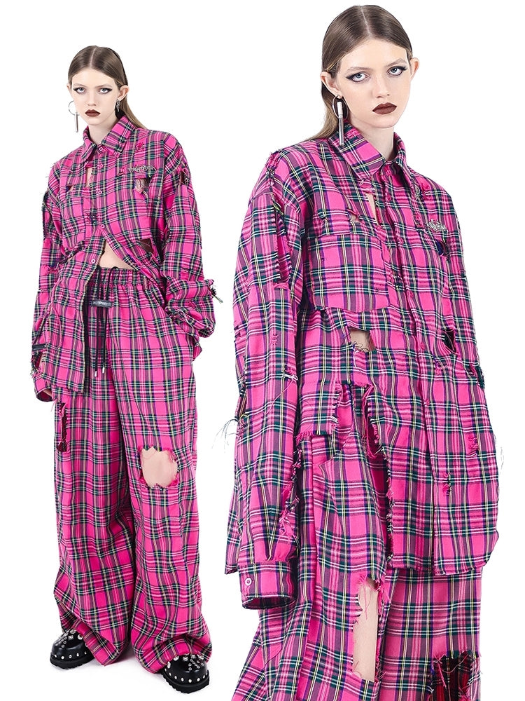 Grid Loose Long-Sleeed Shirt