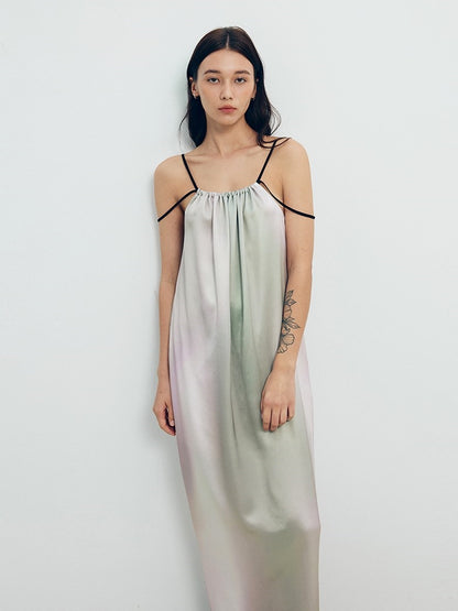 Smocked Cocoon Print Slip Dress