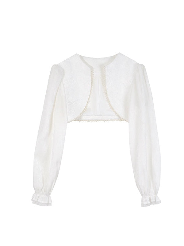 Three-dimensional Jacquard Puff Sleeve Bolero