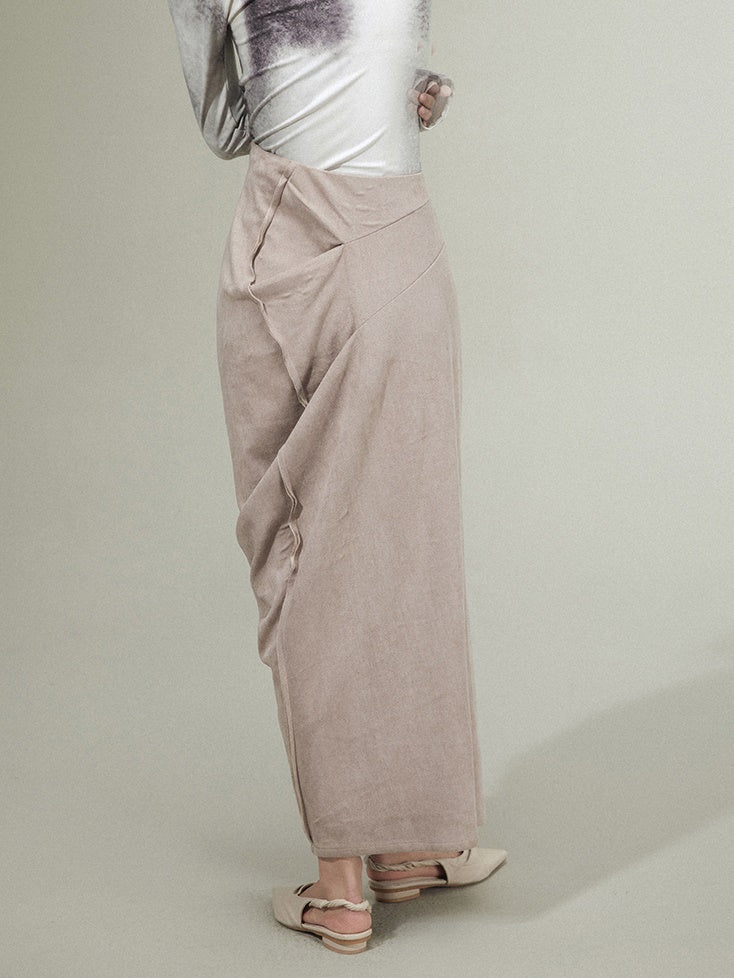 Asymmetry Slit Drape Skirt