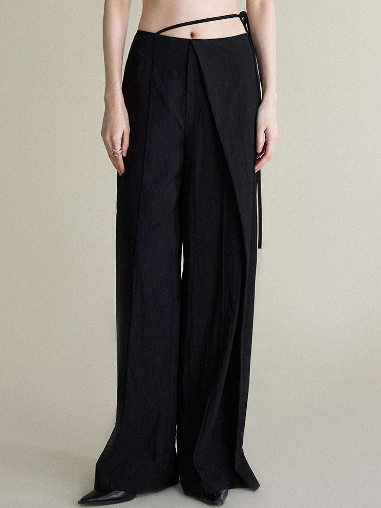 Draped Casual Wide-Leg Pants