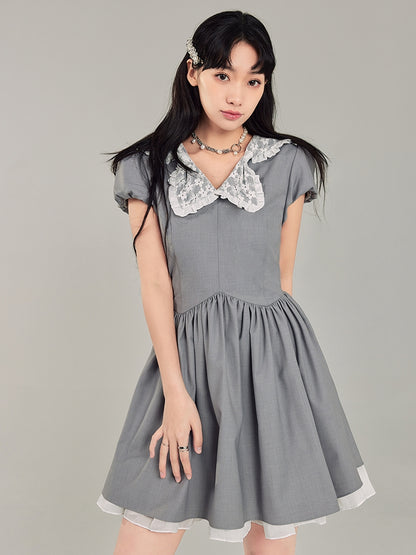 Bow Doll Collar Waist Thin Dress