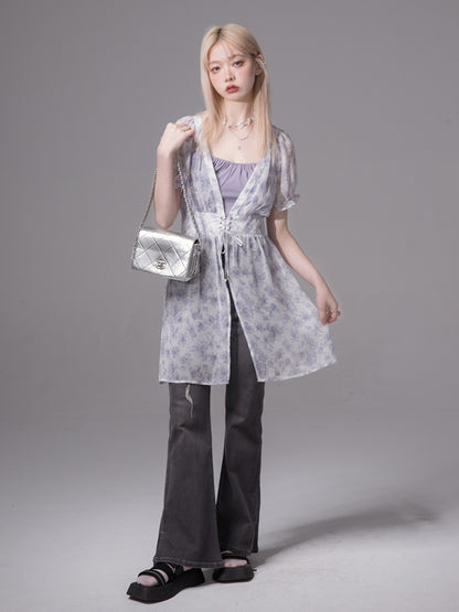 Roantic Transparent Floral Shirt &amp; Camisole Configuration