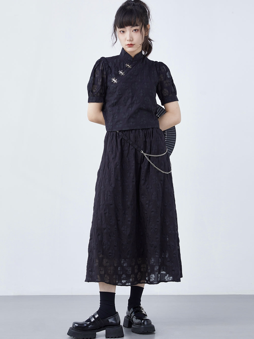 New Chinese Style Jacquard top + skirt