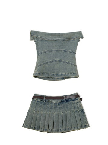 Denim Bare Top ＆ Short Skirt