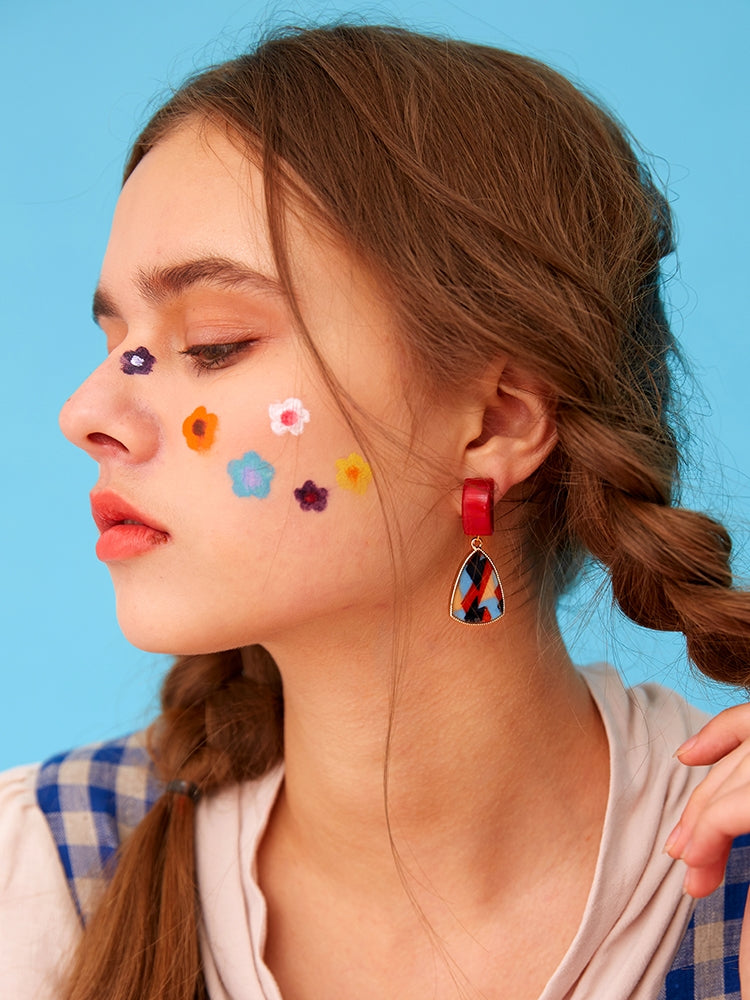 IRREGULAR COLOR MATCHING GEOMETRIC EARRINGS