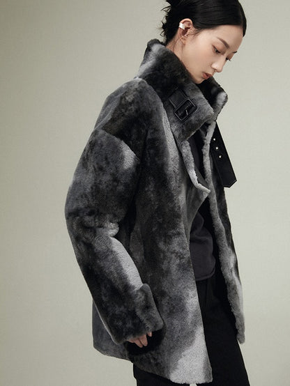 Eco-friendly Fur Mid-length Lamb Wool Coat