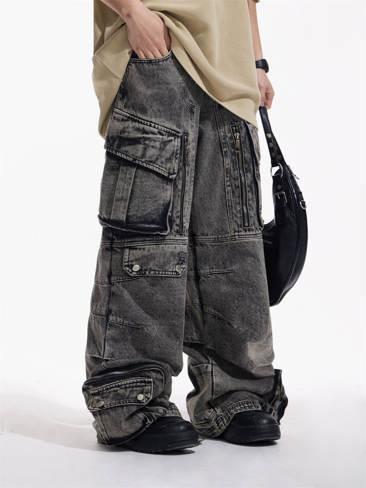 Men's Multi Pocket Cotton Cargo Jeans - Temu