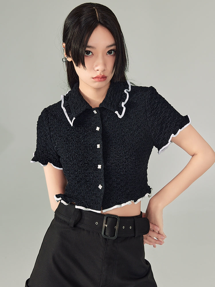 Contrast Color Short Shirt