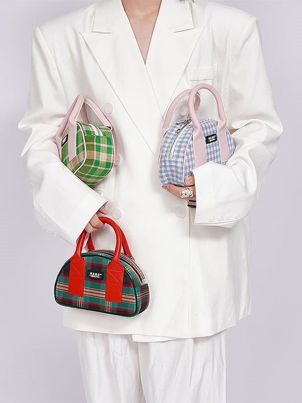 Plaid Contrast Color Mini Bag