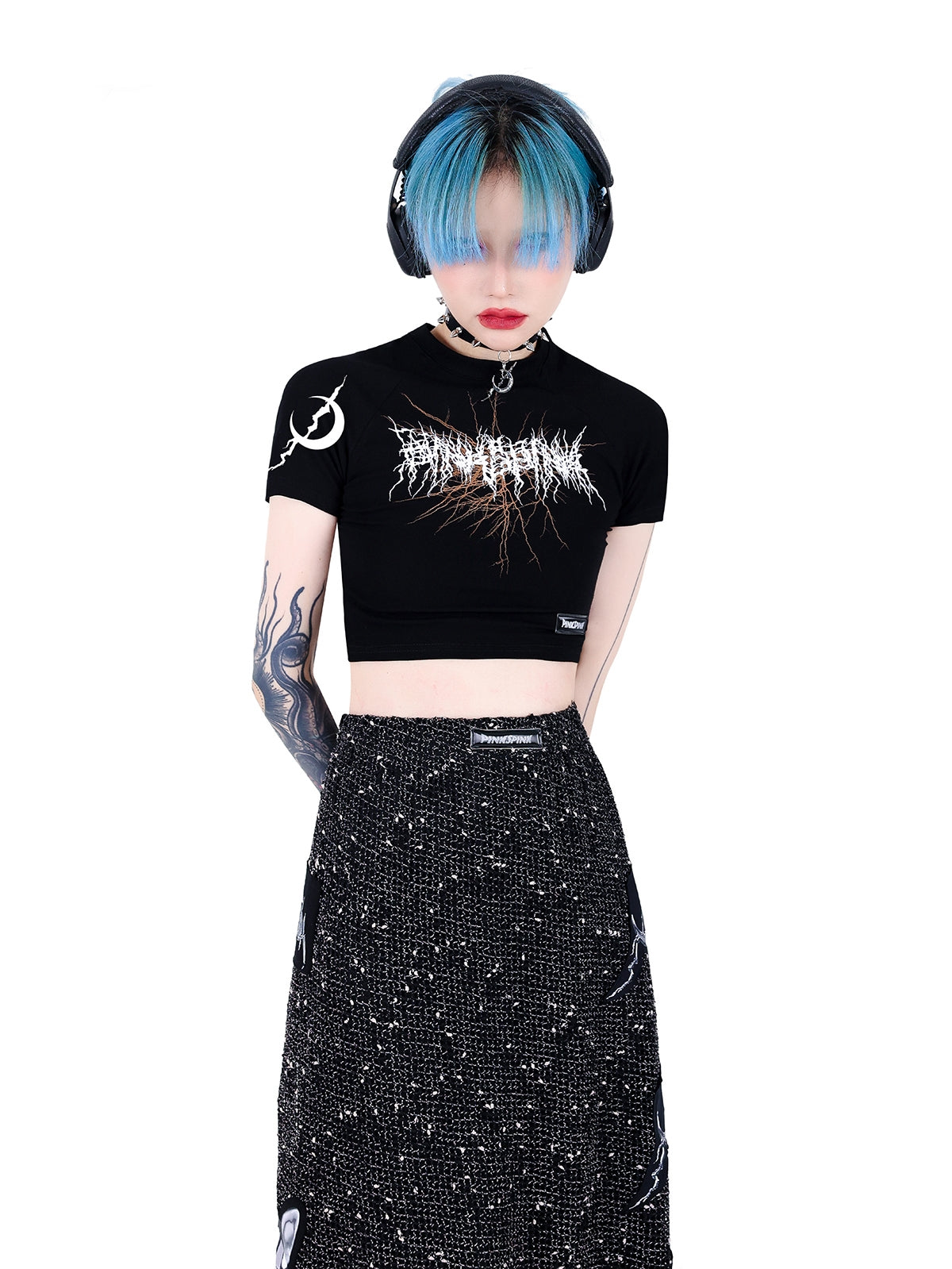 Electric Moon Rock Patch Mesh Double Layer Skirt