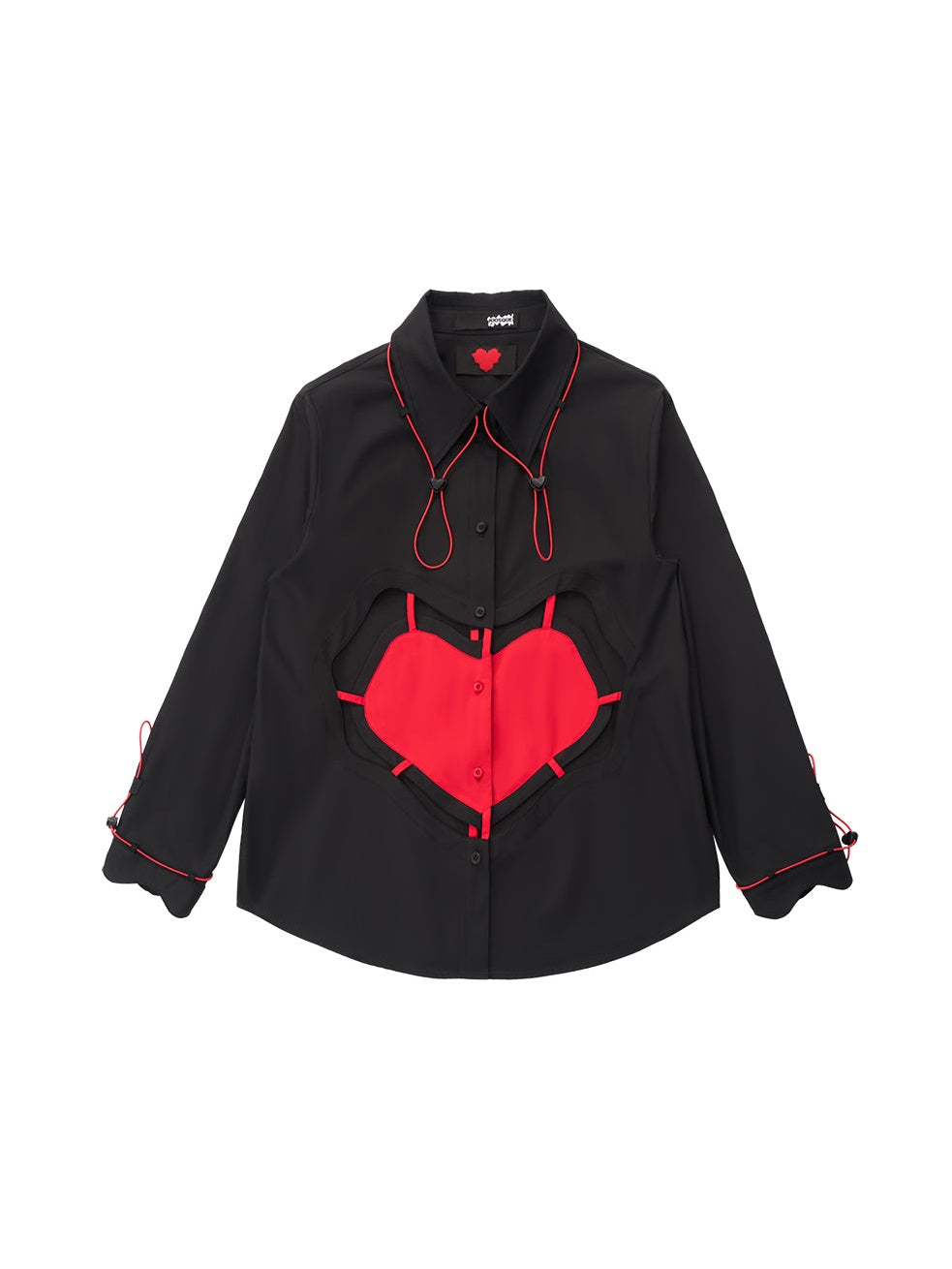 Contrast Color Love Hollow Three-dimensional Decoration Shirt