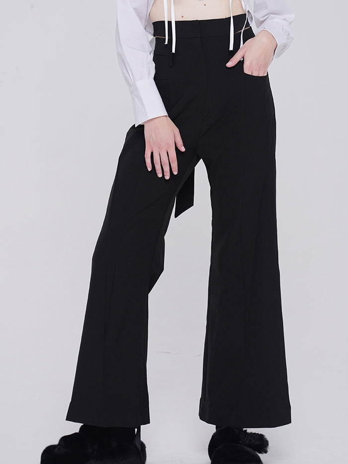 High Waist Straps Flared Pants