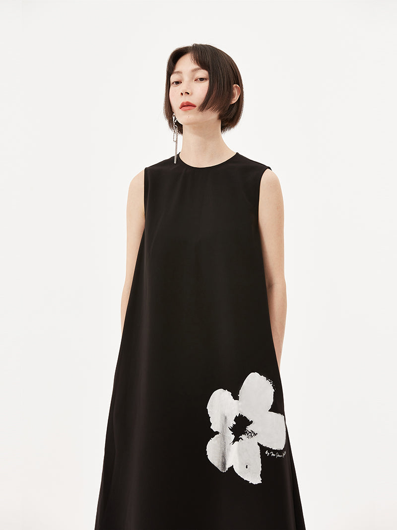 Flower a-line Sleevels Dress