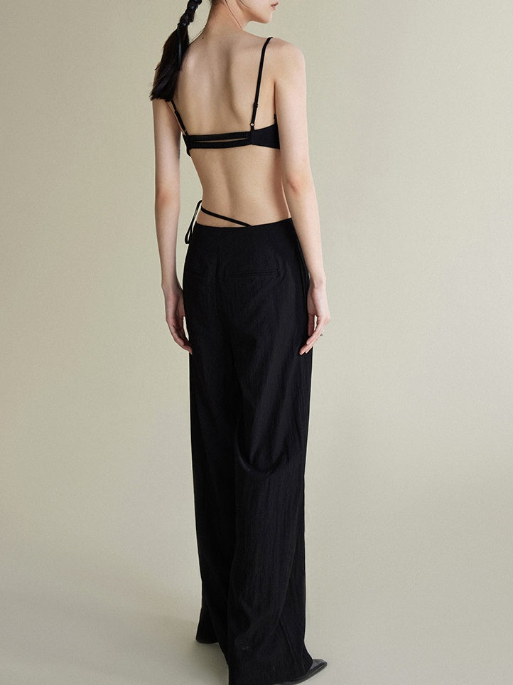 Draped Casual Wide-Leg Pants